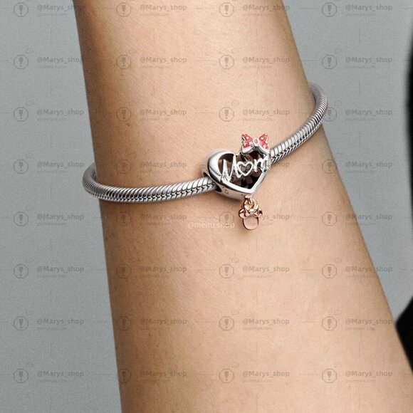 Pandora Disney Minnie Mouse Mom Heart Charm|Pendant|Two-tone - Picture 2 of 2